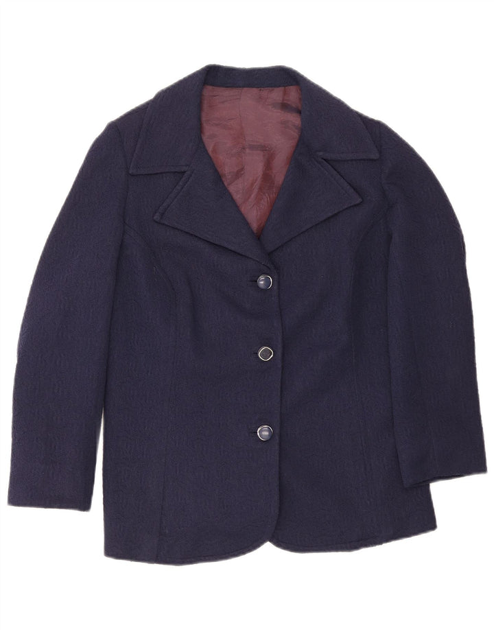 Vintage dame 3-knaps blazerjakke UK 14 Medium Navy Blue