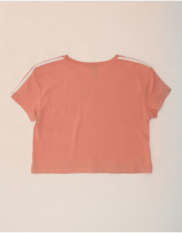 Adidas Womens Crop T-Shirt Top UK 8 Small Pink Bomuld