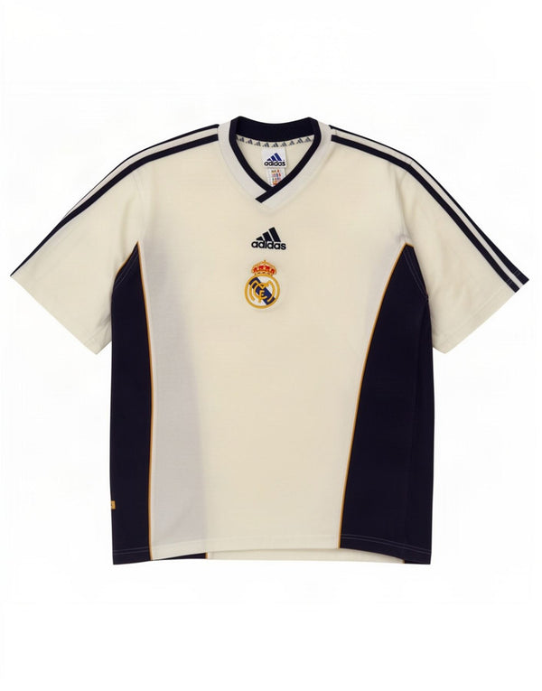 Adidas Herre Real Madrid T-Shirt Top UK 40/42 Medium Off White Colourblock