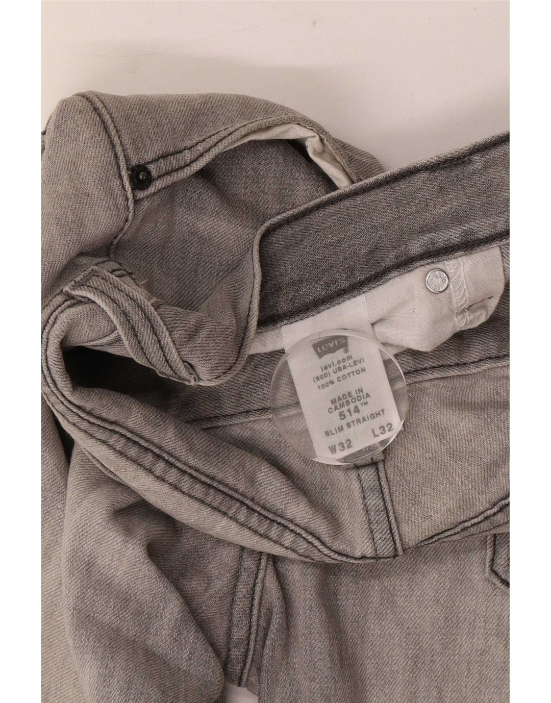 Levi's Herre 514 Slim Straight Jeans W32 L32 Grå Bomuld