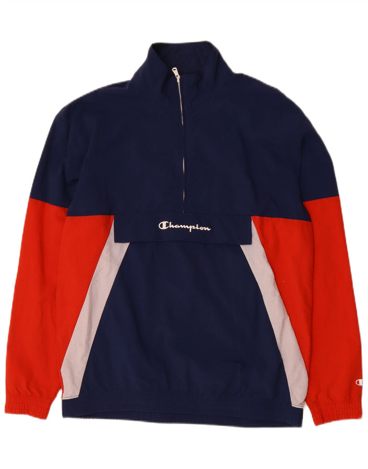 Champion Herre Anorak Jacket UK 38 Medium Navy Blue Colourblock Polyamid