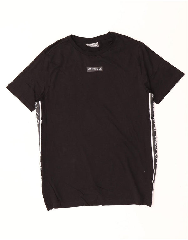 Kappa Herre grafisk T-shirt Top Medium Sort Colourblock Bomuld