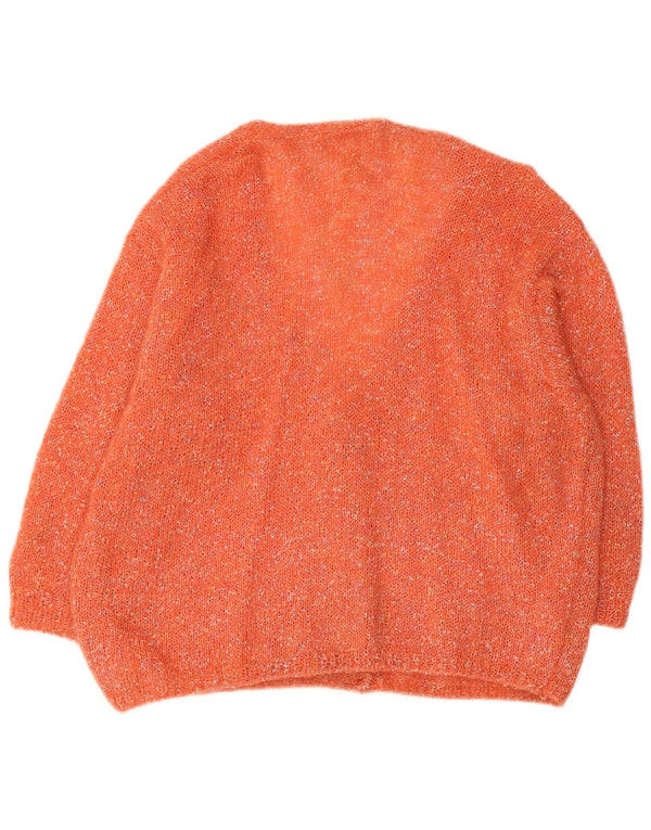 Vintage dame cardigan sweater UK 22 3XL Orange Flecked