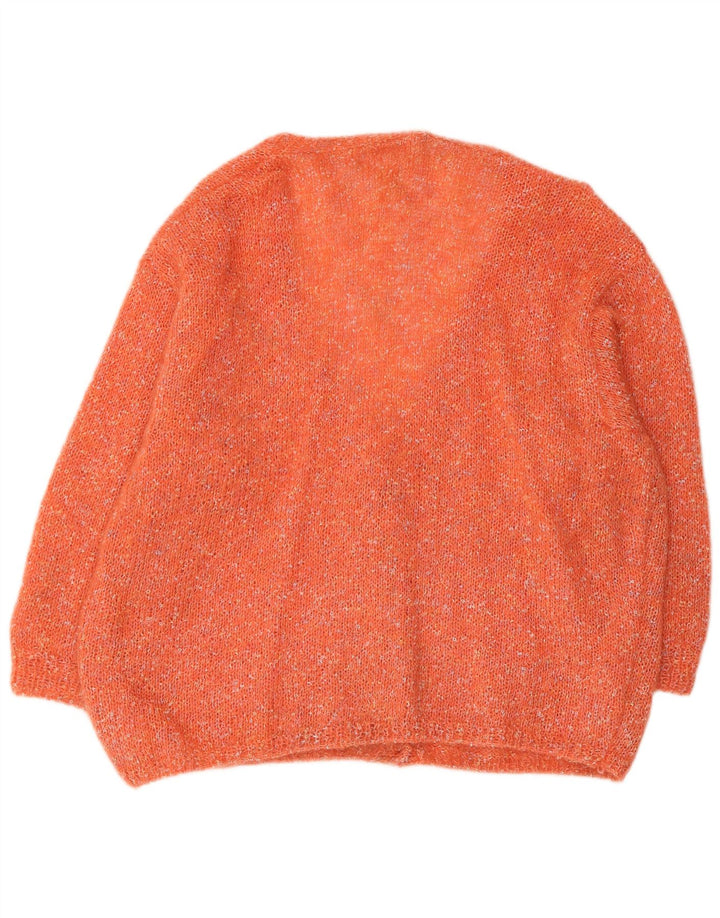 Vintage dame cardigan sweater UK 22 3XL Orange Flecked