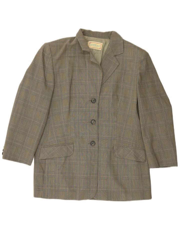 Elizabeth Ascot Dame 3-knaps blazerjakke UK 18 XL Grøn Houndstooth