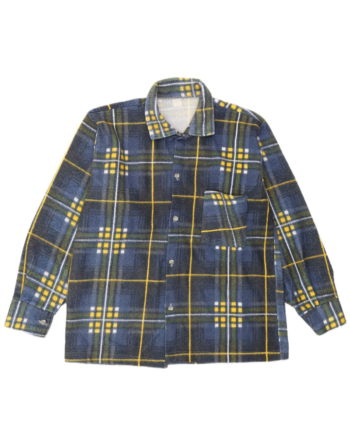 Vintage flannelskjorte til mænd, medium blå ternet