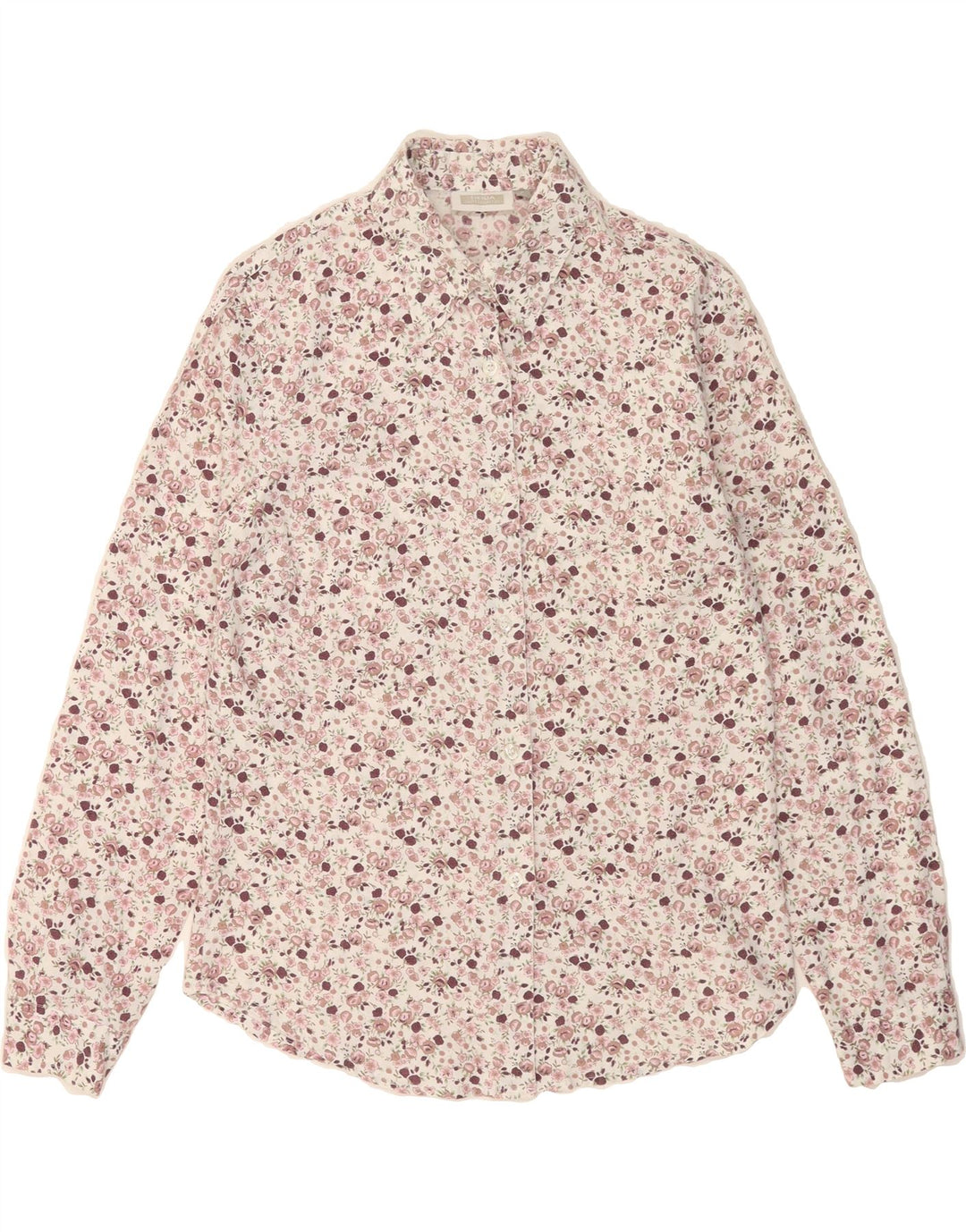 TIKIDA Womens Shirt UK 12 Medium Pink Floral Cotton Vintage TIKIDA and Second-Hand TIKIDA from Messina Hembry 