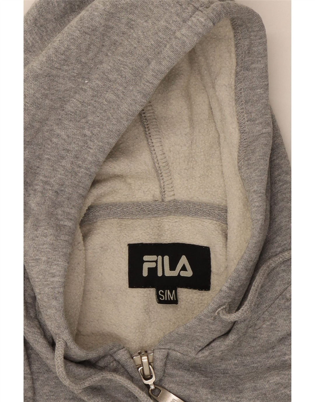 FILA Womens Oversized Graphic Zip Hoodie Sweater UK 10 Small Grey Vintage Fila and Second-Hand Fila from Messina Hembry 