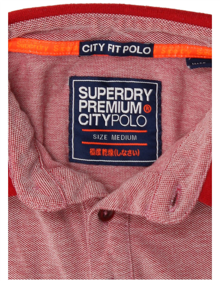 SUPERDRY Herre City Fit Polo Shirt Medium Rød Flecked Bomuld