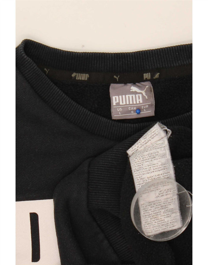 Puma Herre Grafisk Sweatshirt Jumper Stor Sort Bomuld