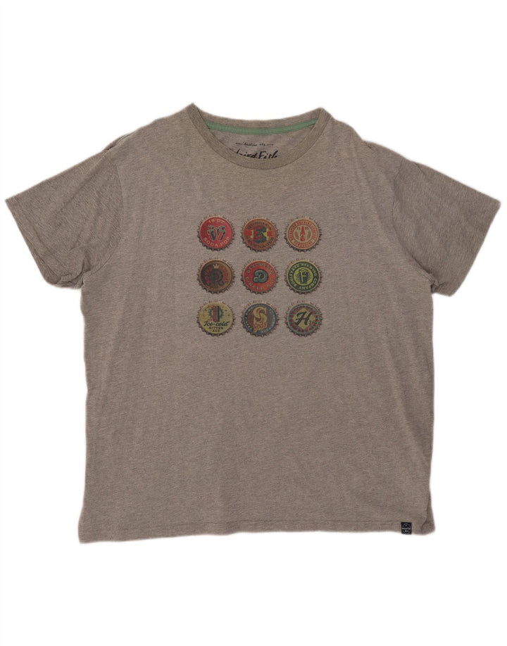 Weird Fish Herre grafisk T-shirt Top 4XL Grå Flecked Bomuld
