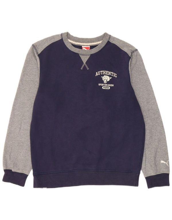 Puma Herre grafisk sweatshirt Jumper Medium Marineblå Colourblock Bomuld