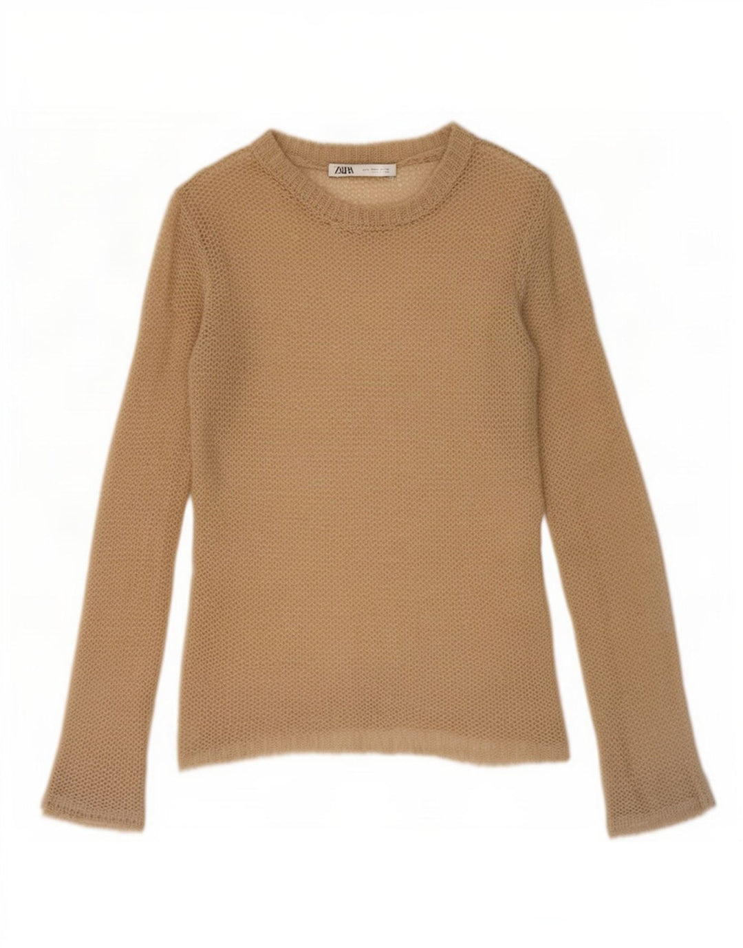 Zara Dame Se Through Top Langærmet UK 10 Small Beige