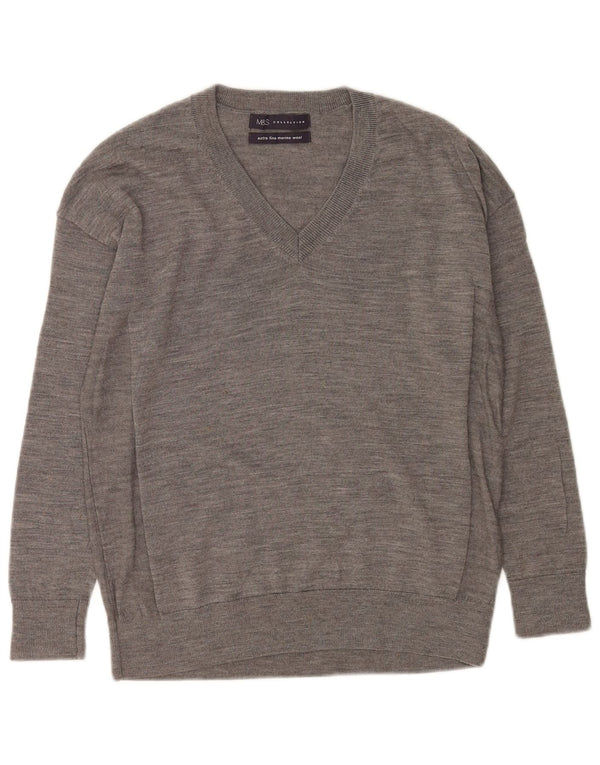 Marks & Spencer Dame Oversized V-hals sweater UK 6 XS Grå