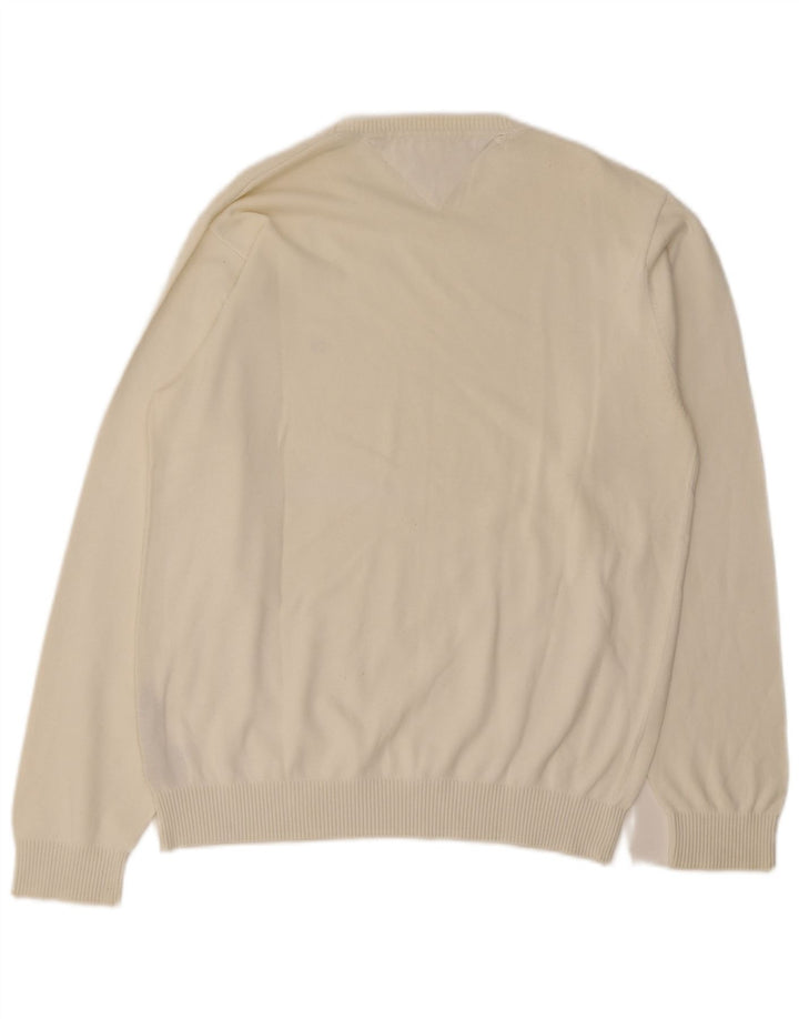 Tommy Hilfiger Herre Crew Neck Jumper Sweater Stor Hvid Bomuld