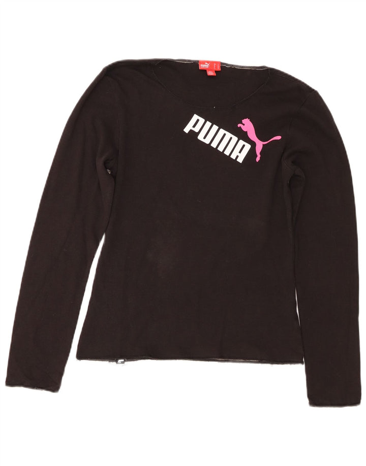 Puma Dame Grafisk Top Langærmet UK 10 Lille Sort
