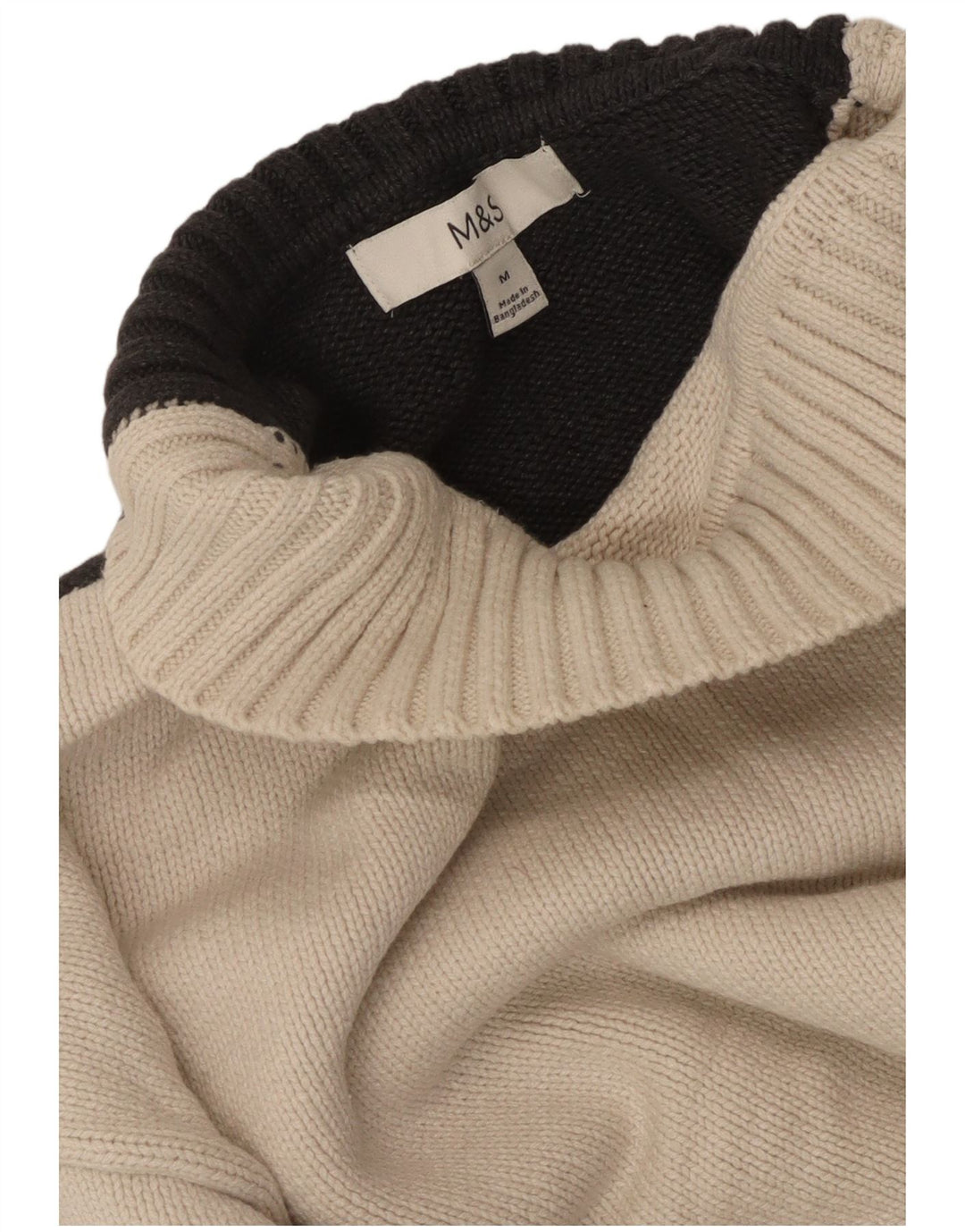 MARKS & SPENCER Dame Turtle Neck sweater UK 14 Medium White