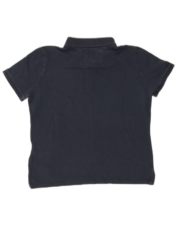 Tommy Hilfiger Dame Polo Shirt UK 12 Medium Navy Blue Bomuld