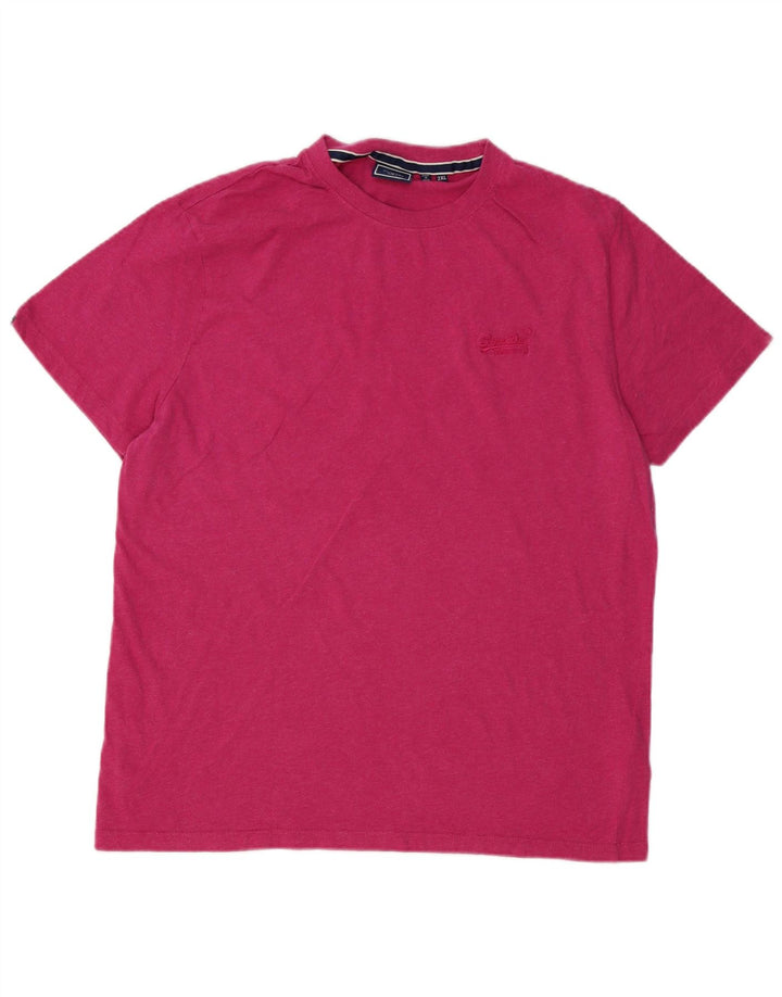 SUPERDRY Herre T-Shirt Top 2XL Pink Bomuld