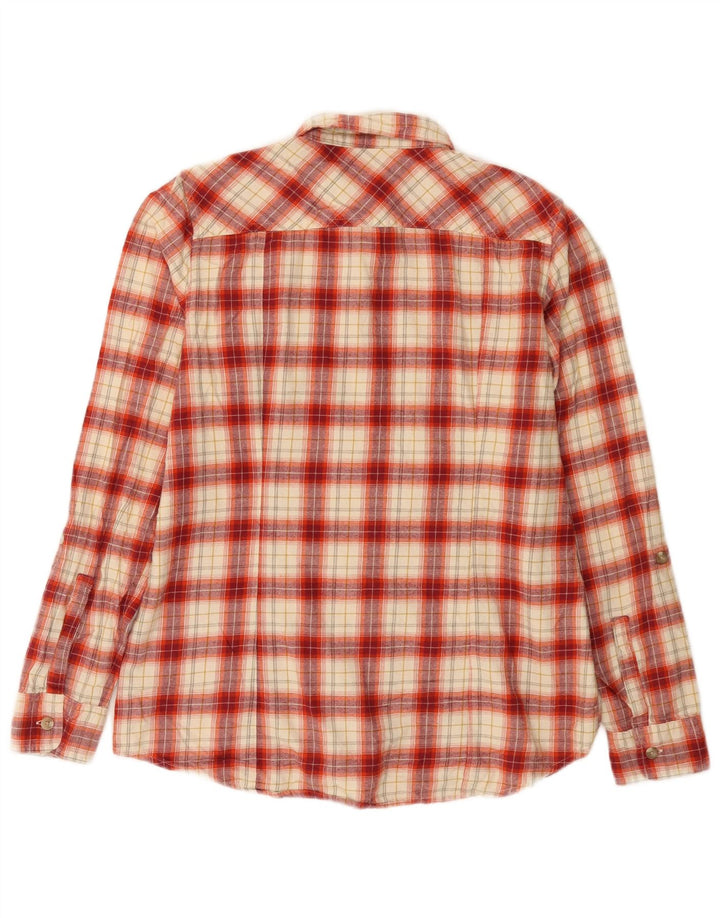 Eddie Bauer Dame Flanelskjorte UK 14 Medium Rød Ternet Bomuld