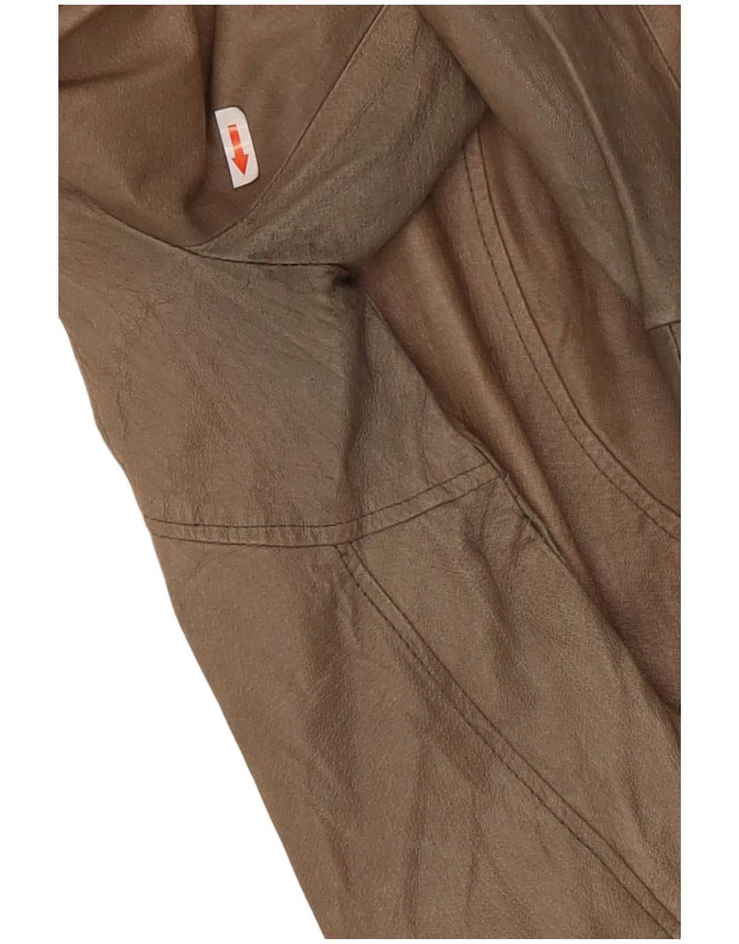 Vintage Dame Crop Læderjakke UK 10 Small Beige