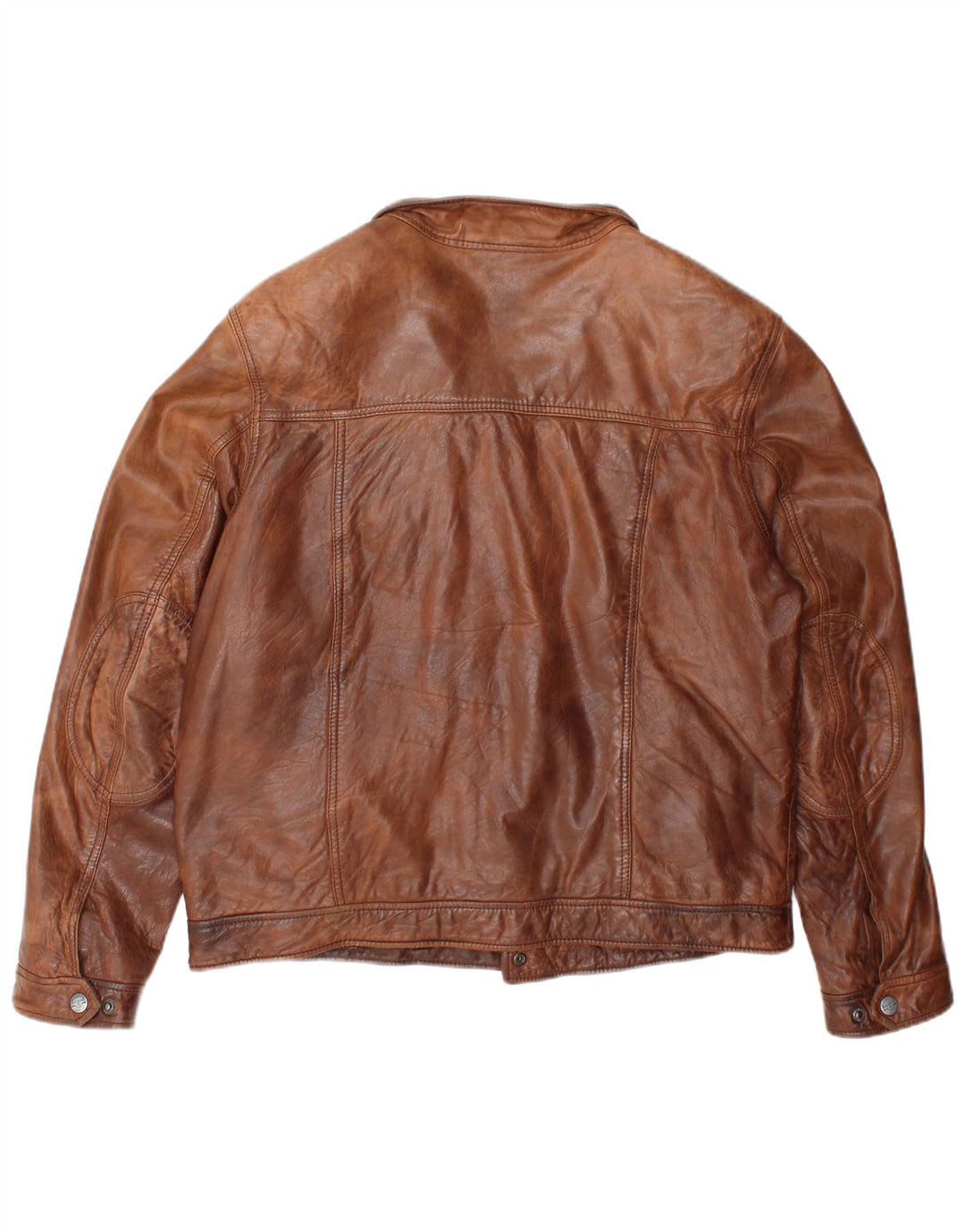 DAVID MOORE Mens Bomber Leather Jacket UK 38 Medium Brown Leather