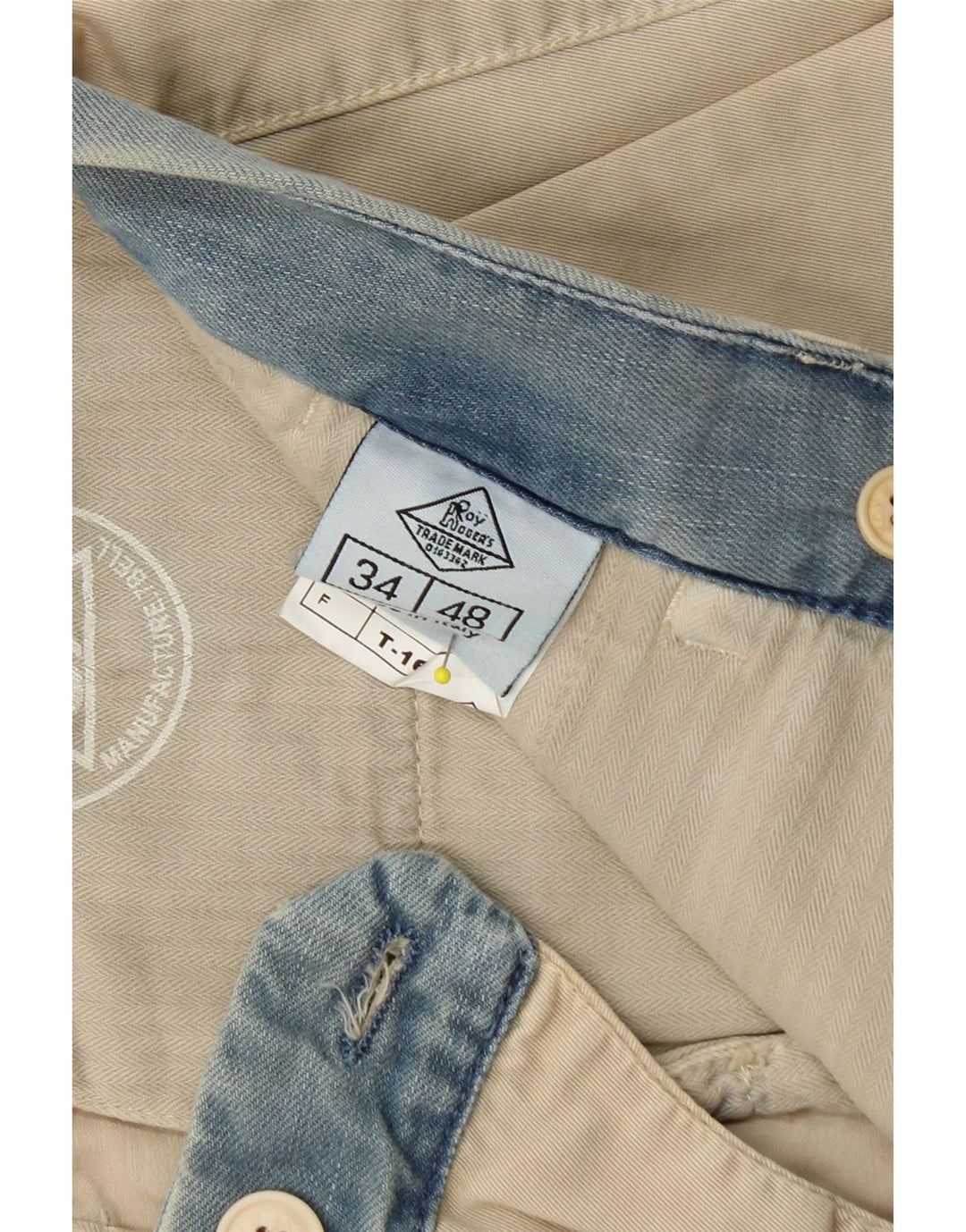 ROY ROGERS Chino Shorts til mænd W34 Large Beige Colourblock Bomuld