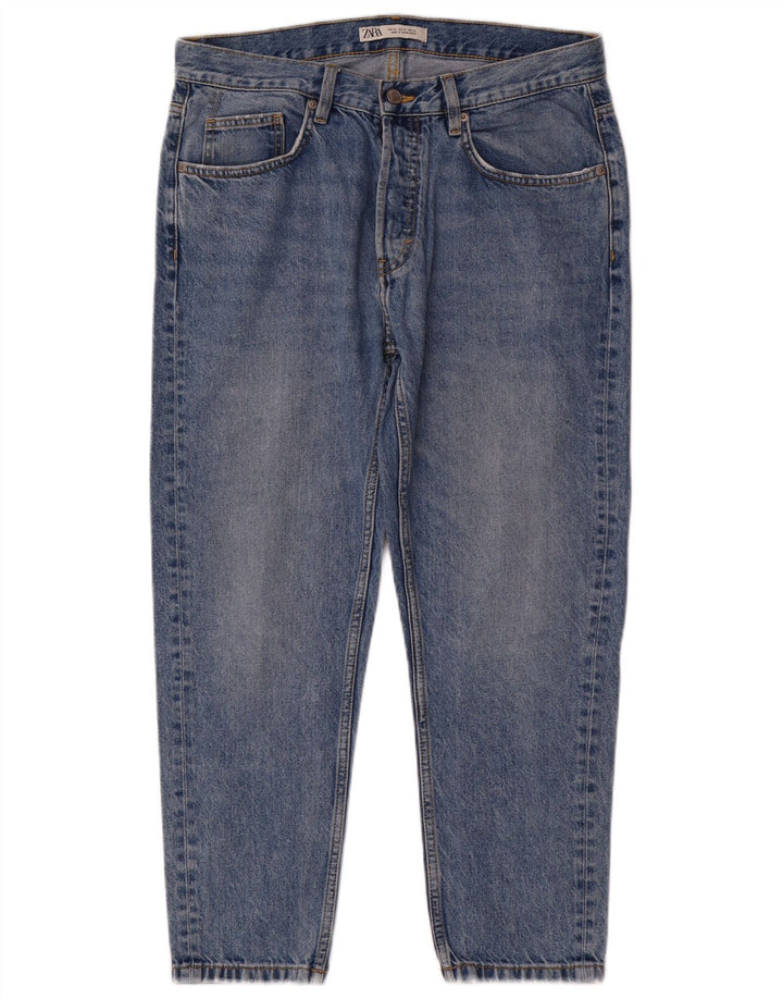 ZARA Herre Tapered Jeans EU 42 Large W32 L26 Blå Bomuld