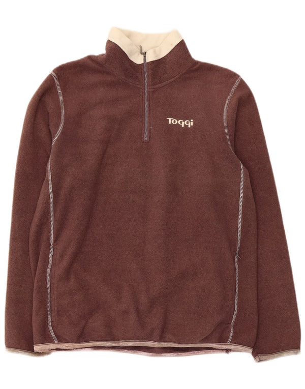 TOGGI Womens Zip Neck Fleece Jumper UK 12 Medium Brown Polyester