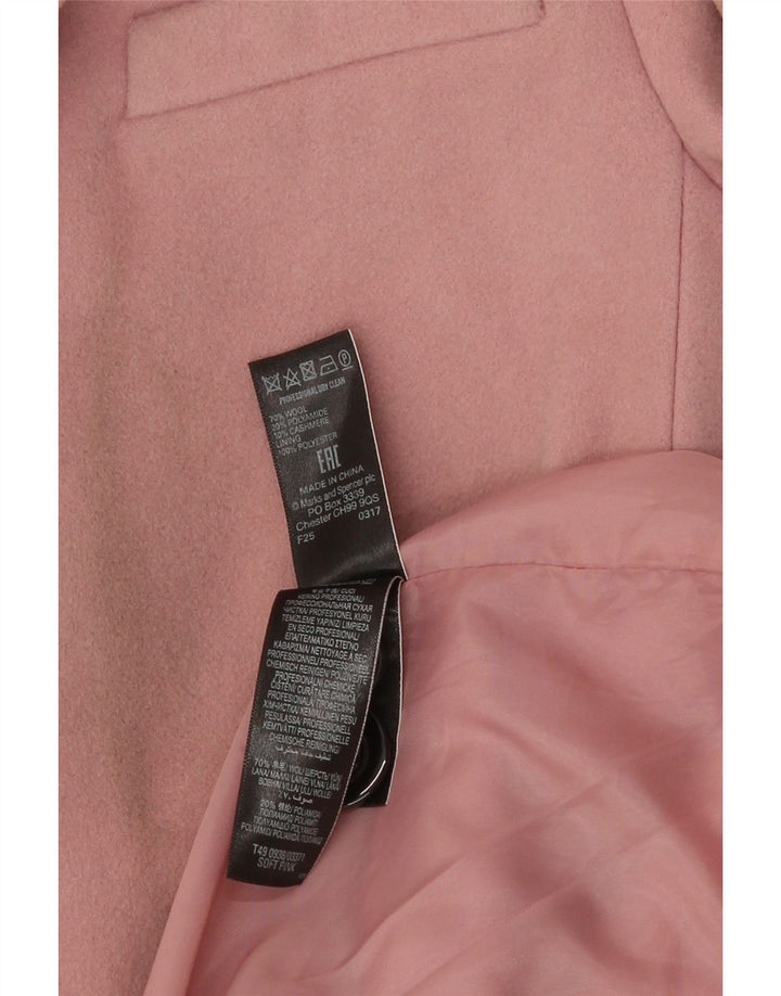 Zara Dame Overfrakke UK 12 Medium Pink Uld