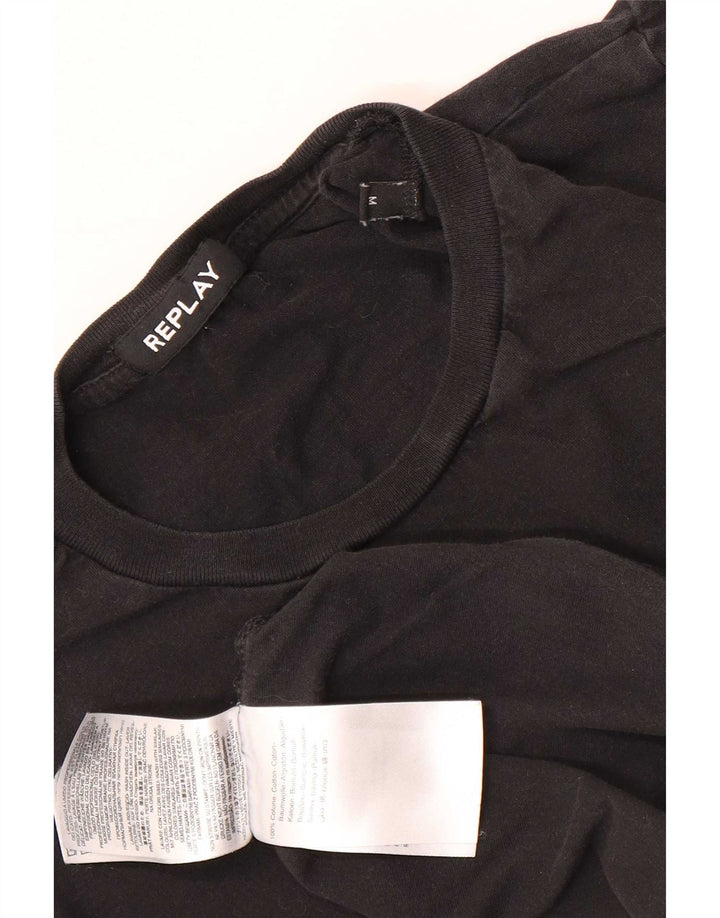 Replay drenge grafisk t-shirt top 13-14 år medium sort bomuld