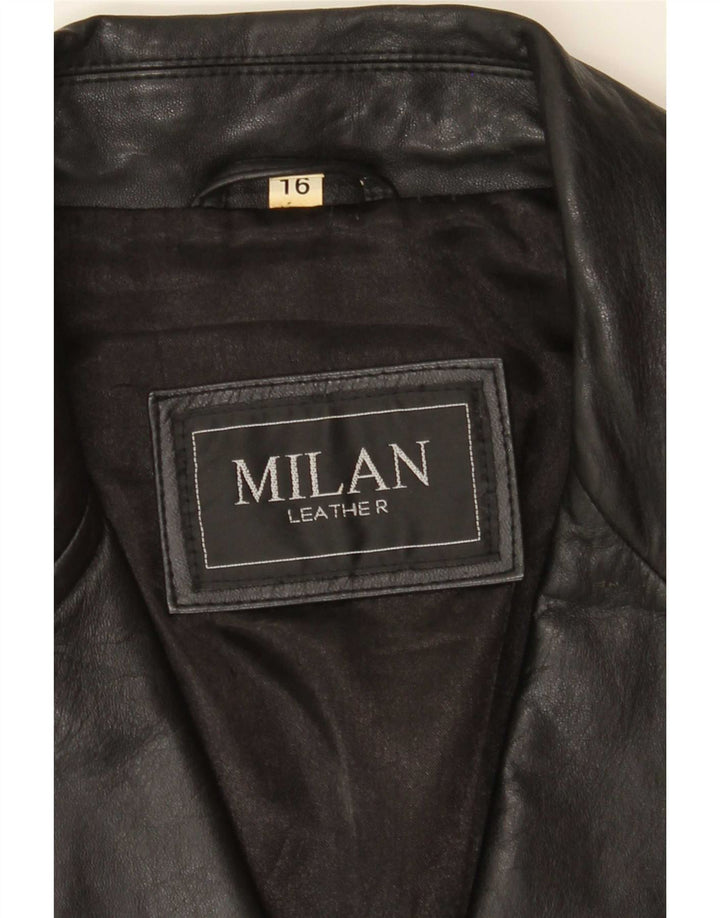 Milan Dame 2 Knaps Læder Blazer Jacket UK 16 Large Sort