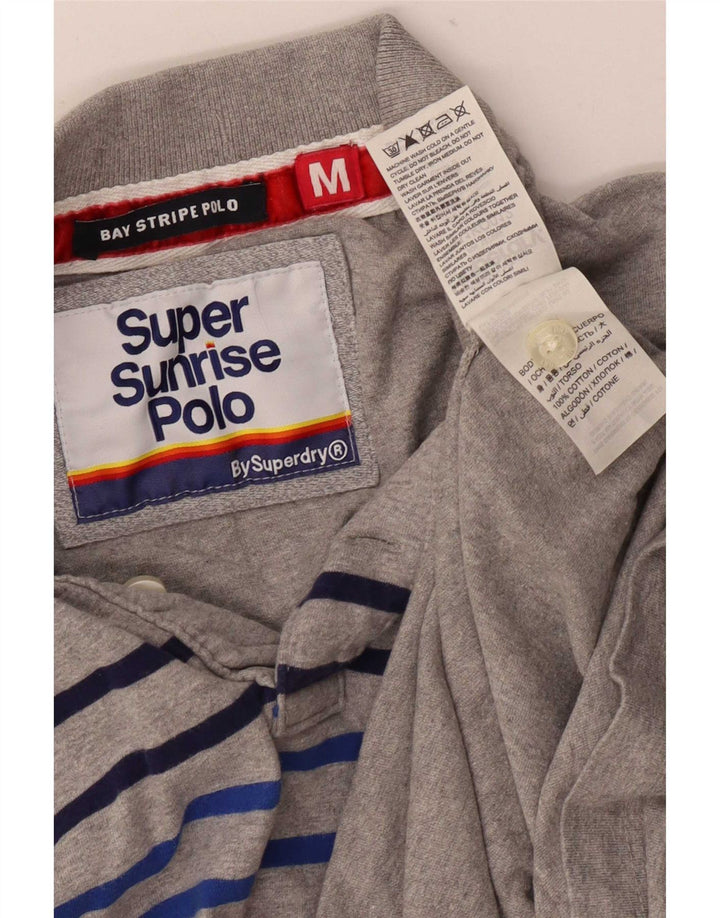 Superdry herre poloshirt mellemgrå stribet bomuld