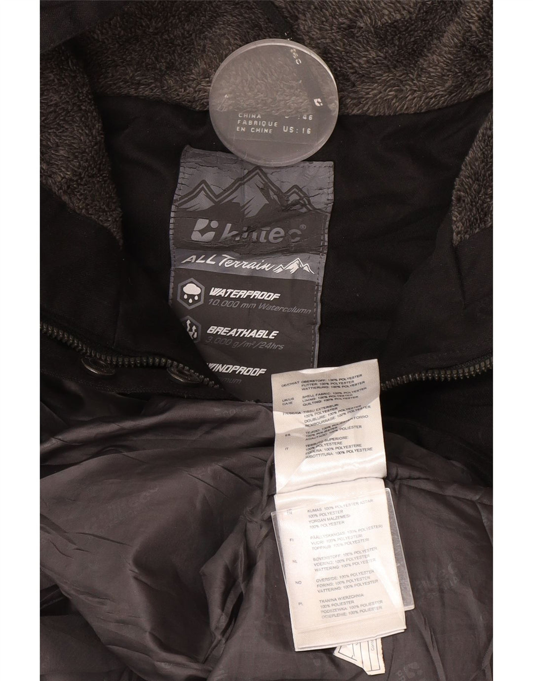 Killtec Dame Hooded Windbreaker Coat UK 16 Large Black Polyester