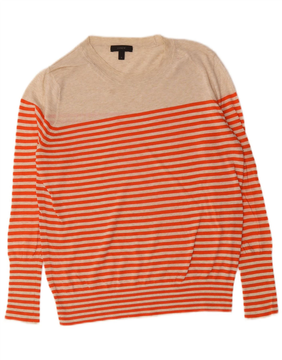 J. Crew dame sweater med rund hals US 6 Medium beige stribet bomuld