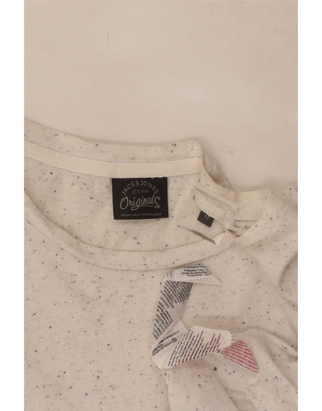 Jack & Jones Herre T-shirt Top Medium White Flecked Bomuld