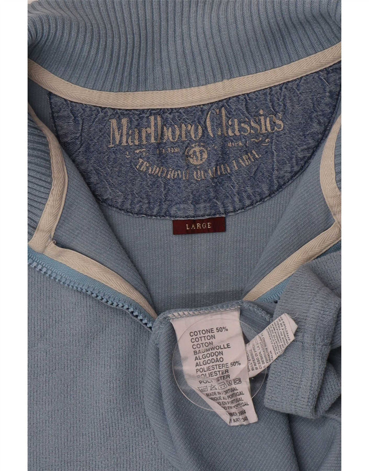 Marlboro Classics Drenge Zip Neck Jumper Sweater 15-16 år Stor Blå