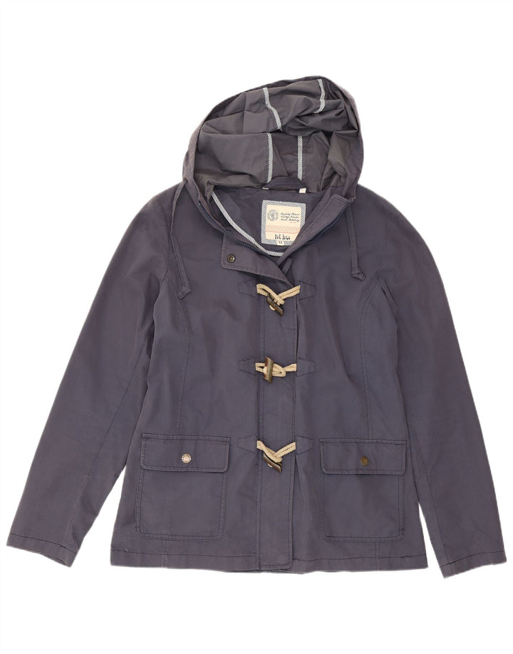 Fat Face Dame Hætte Duffle Jacket UK 12 Medium Navy Blue Bomuld