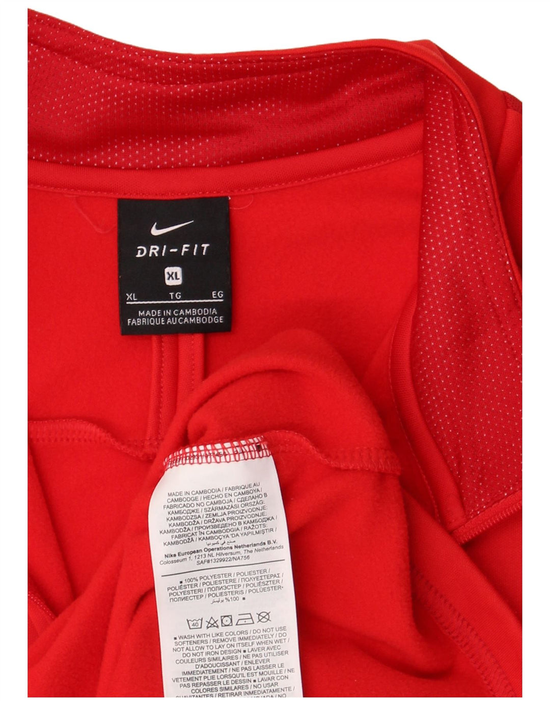 Nike Herre Dri Fit Pullover med lynlås-hals træningsdragt Top XL Rød Polyester