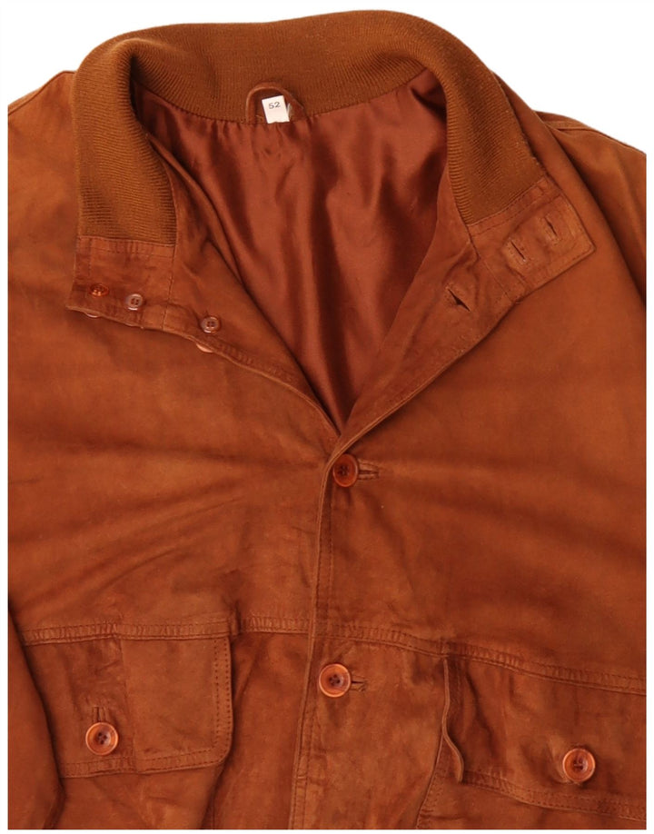 Vintage herre ruskind bomberjakke IT 52 XL brunt læder