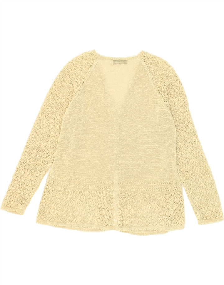 VINTAGE Womens Cardigan Sweater UK 12 Medium Yellow Polyester Vintage Vintage and Second-Hand Vintage from Messina Hembry 