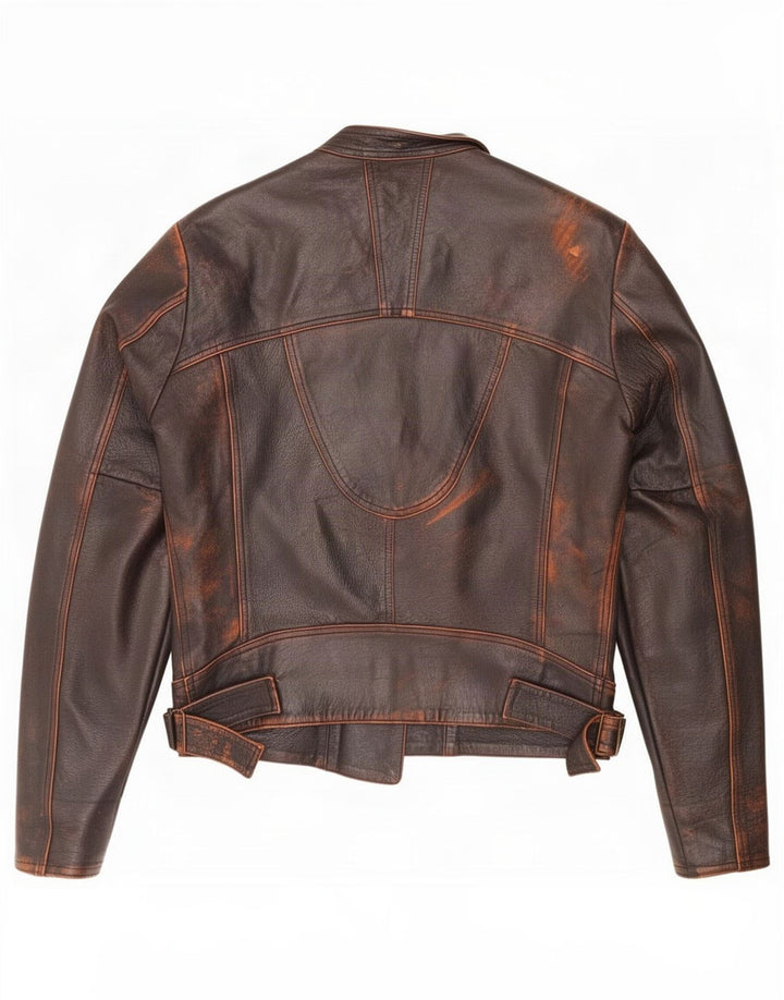 Genny Herre Læder Biker Jacket UK 38 Medium Brun