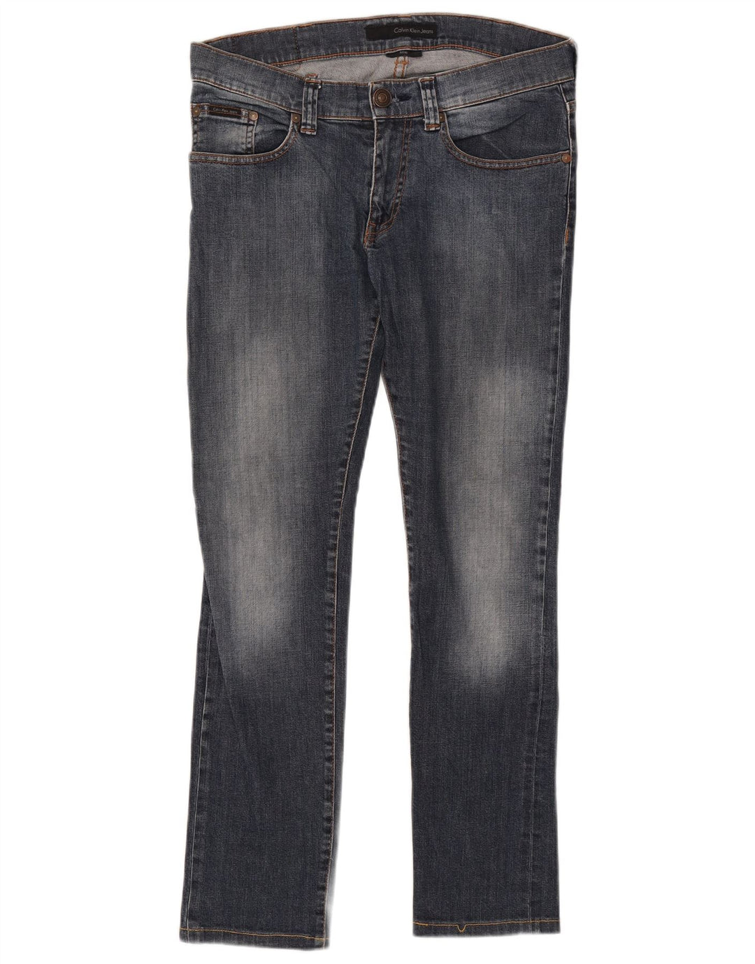 CALVIN KLEIN Dame Slim Jeans W30 L28 Marineblå Bomuld