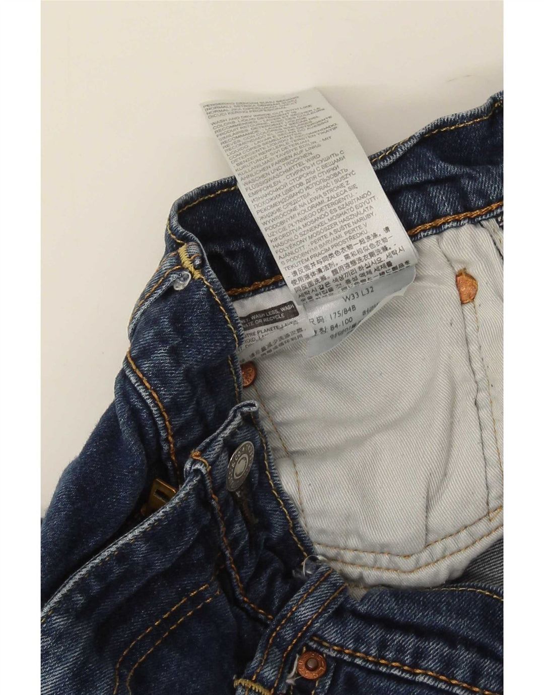 Levi's Dame Distressed Straight Jeans W33 L32 Blå Bomuld