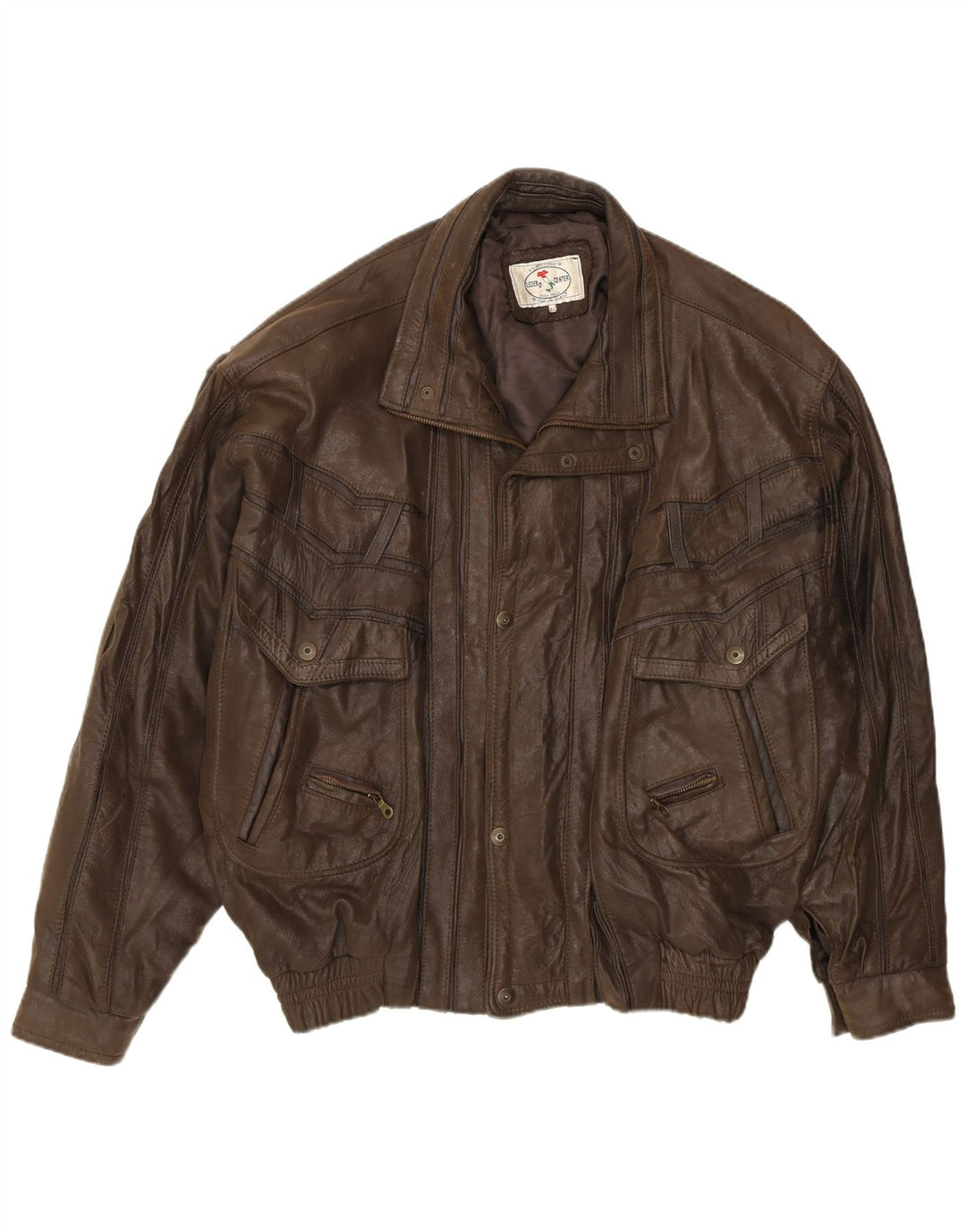 Vintage herre læderjakke UK 42 XL brunt læder