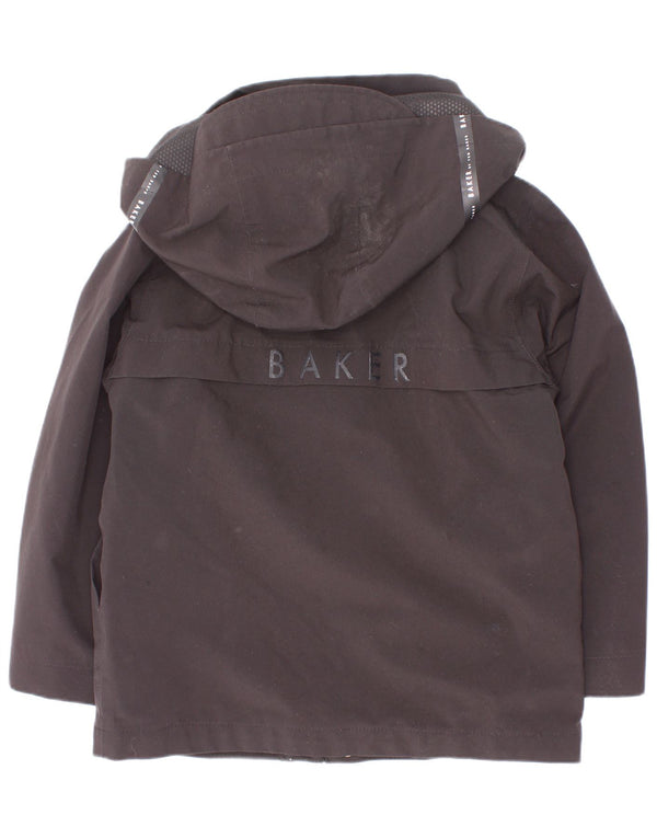 Ted Baker Boys Grafisk Regnjakke med Hætte 4-5 År Sort Polyester