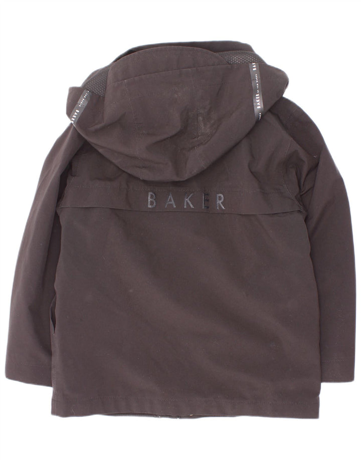 Ted Baker Boys Grafisk Regnjakke med Hætte 4-5 År Sort Polyester