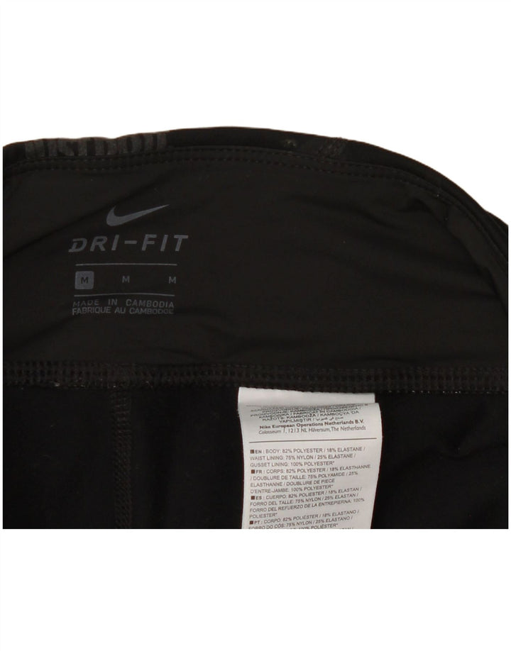 Nike Dame Dri Fit Grafiske Leggings UK 14 Medium Sort Geometrisk