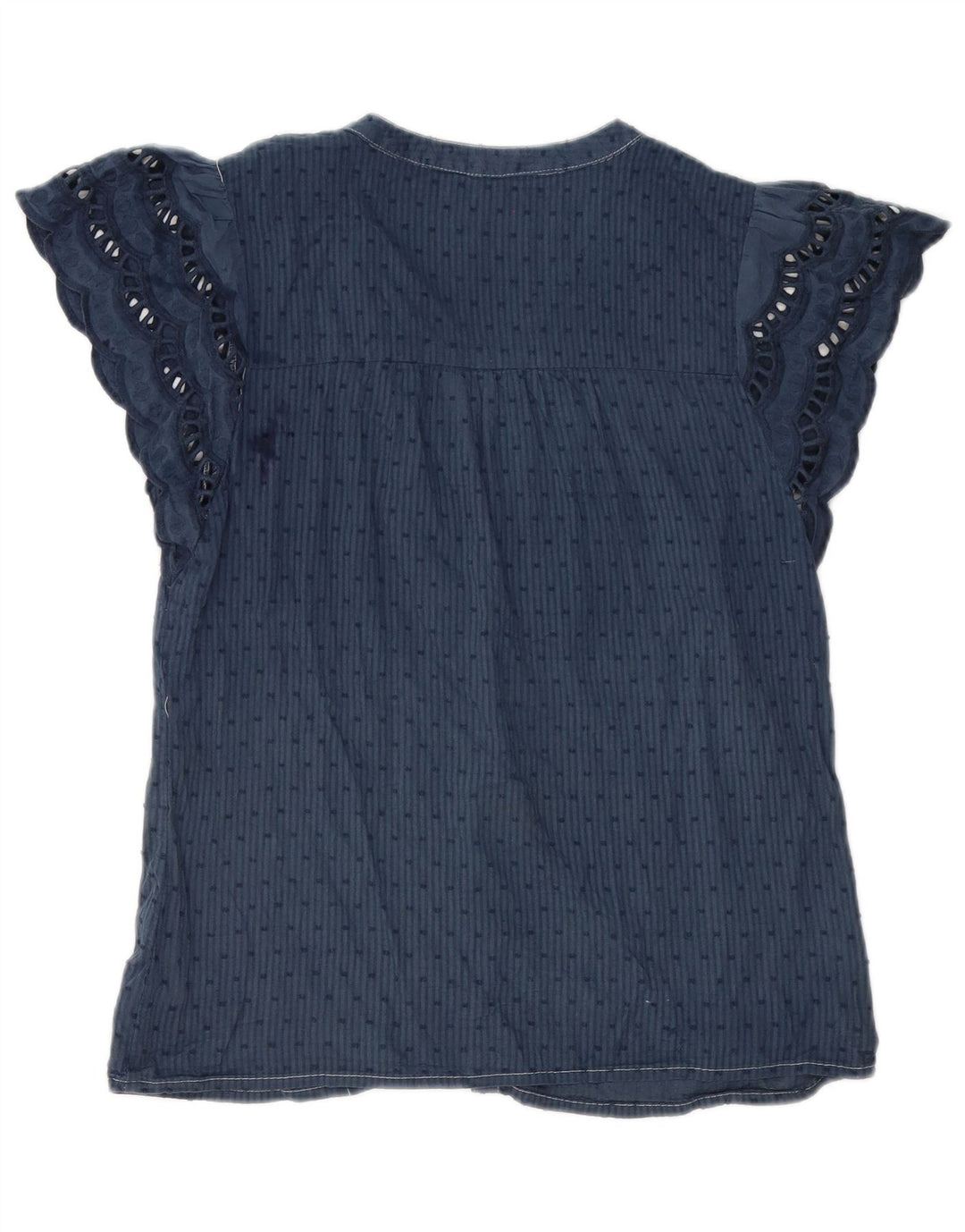 Oasis Kortærmet skjortebluse til kvinder UK 12 Mellemblå plettet bomuld