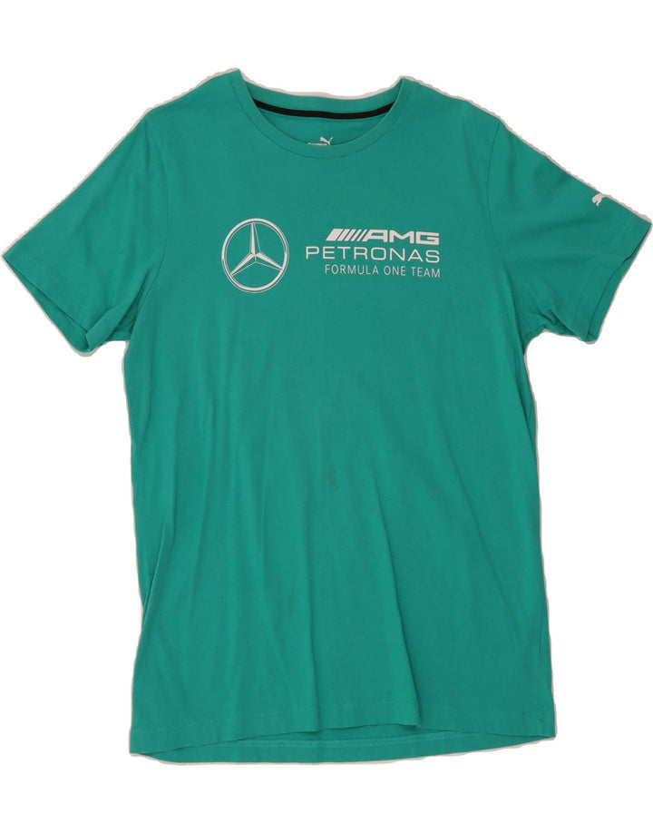 PUMA Mens Formula One Graphic T-Shirt Top Medium Turquoise Vintage Puma and Second-Hand Puma from Messina Hembry 